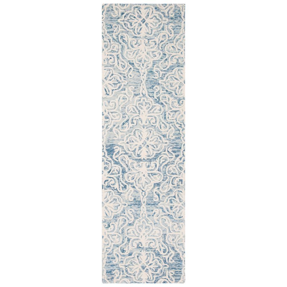 Blossom BLM112 Hand Tufted Indoor Runner Rug - Blue/Ivory - 2'3"x8' - Safavieh