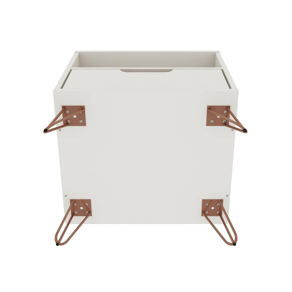 Set of 2 Rockefeller 1 Drawer Nightstands Off White/Nature - Manhattan Comfort