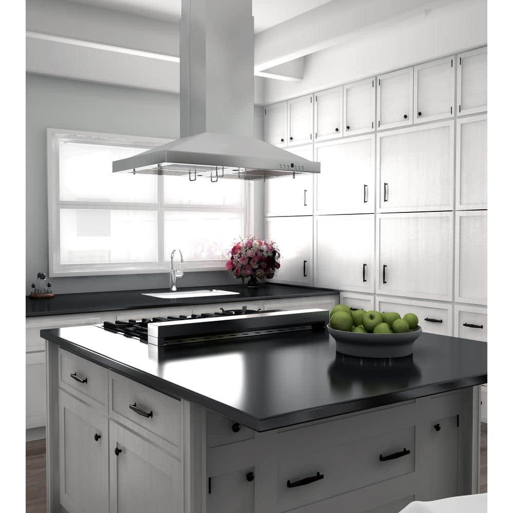ZLINE 42 in. Convertible Vent Isl& Mount Range Hood in Black Stainless Steel (BSGL2iN-42)