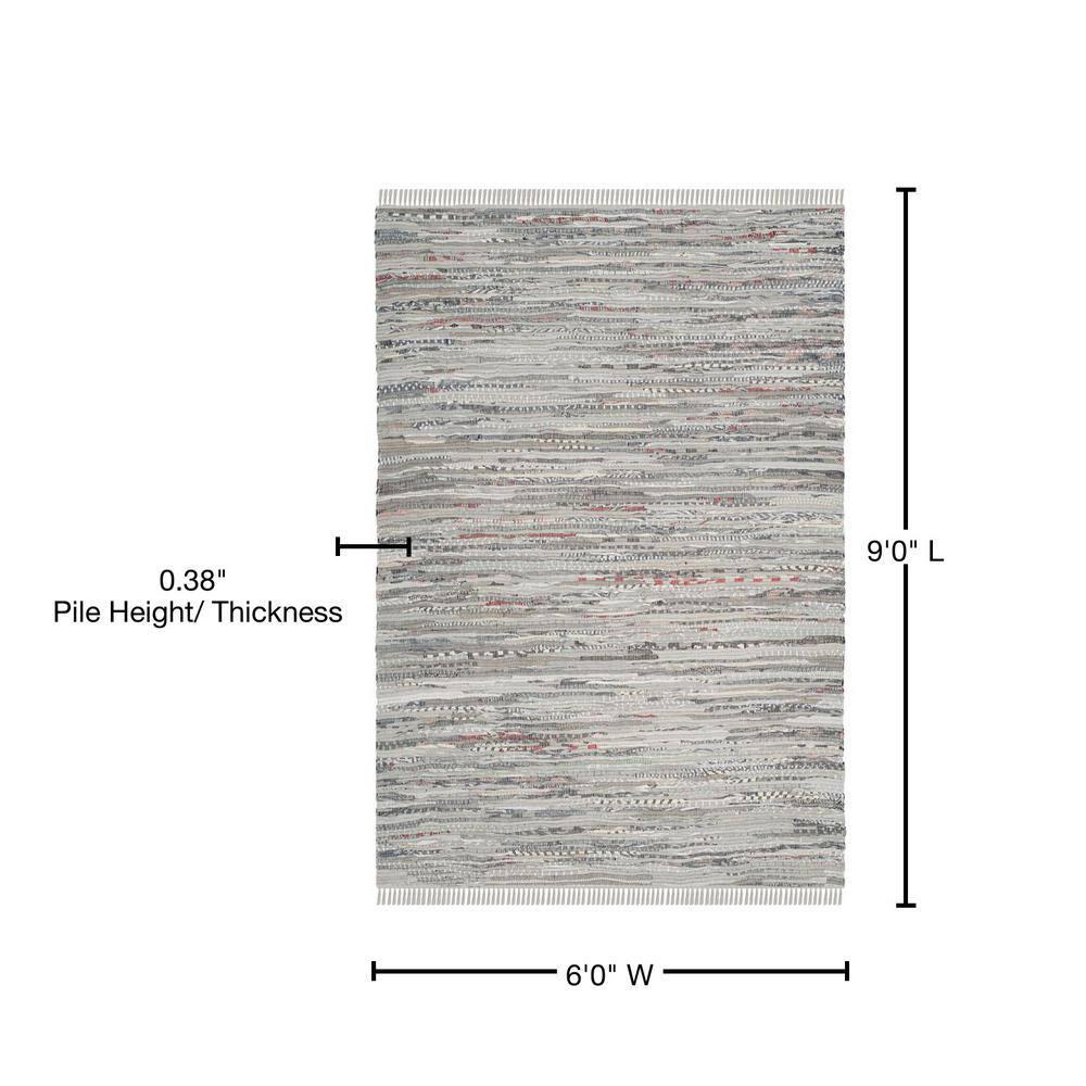 Rag Rug RAR121 Hand Woven Indoor Area Rug - 6'x9' - Grey - Safavieh