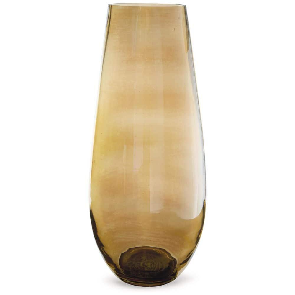 Amber Glass 18" Contemporary Table Vase