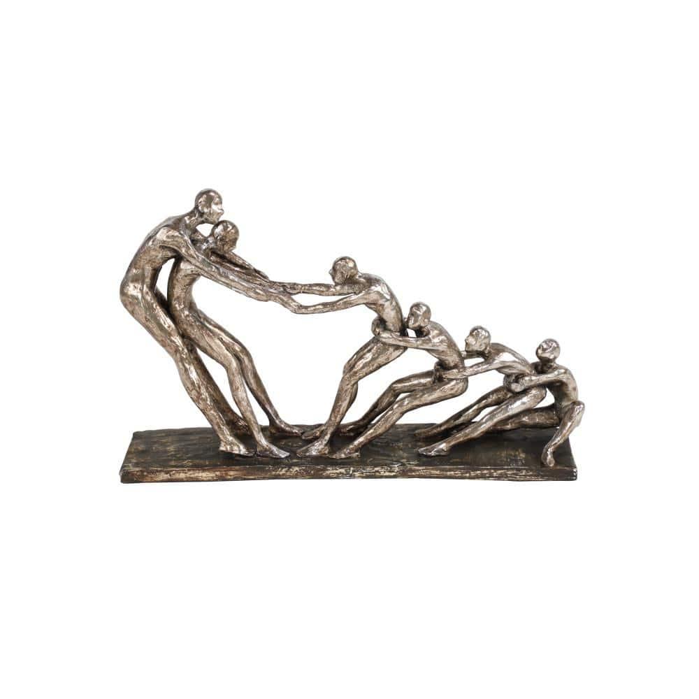 13" x 8" Silver Polystone People Sculpture, by DecMode