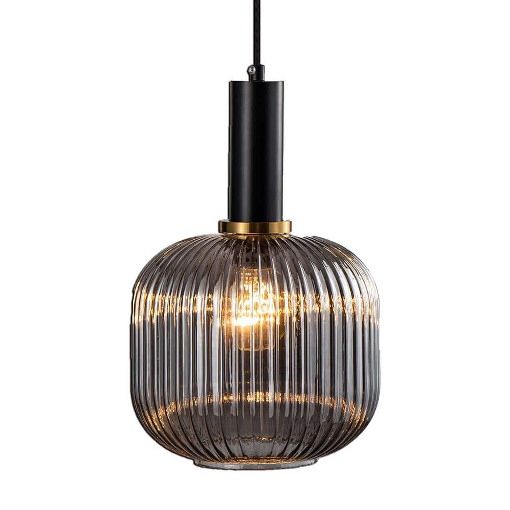 Bethel International Pendant Black & Antique Gold Metal & Fabric