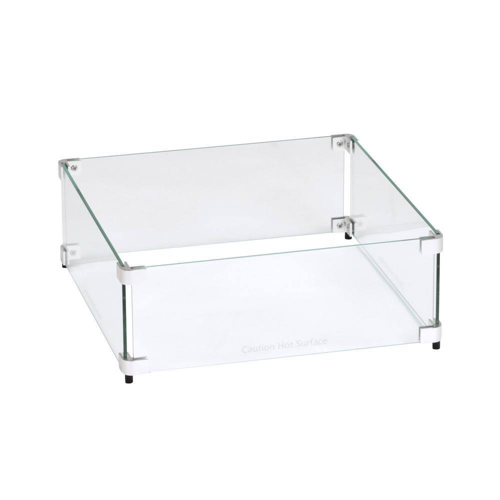 Celestial Fire Glass Square Fire Pit Wind Guard