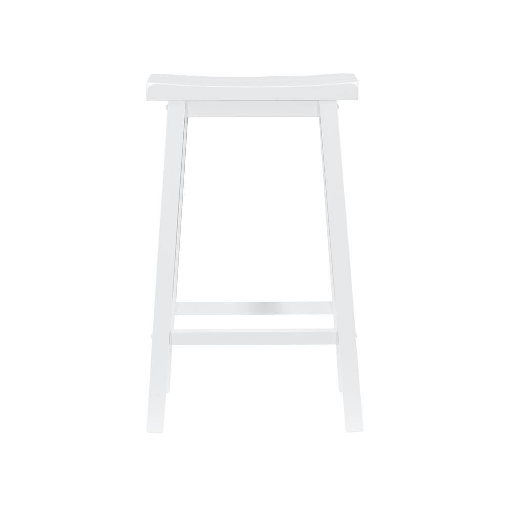 Linon Beamon 29" Sturdy Wood Backless Saddle Seat Counter Stool in Pure White