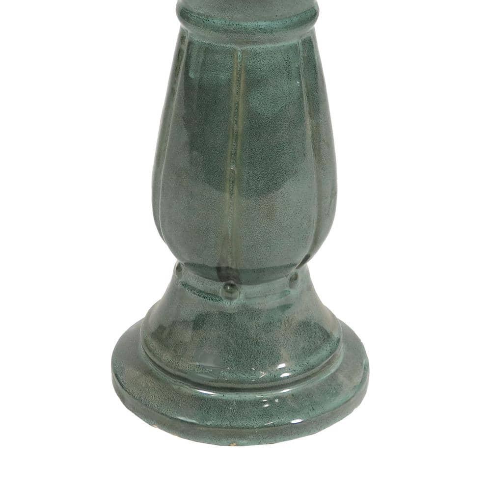 Lark Manor™ Aubriela Freestanding Ceramic Outdoor Bird Bath, UV-Resistant Green Mist Finish
