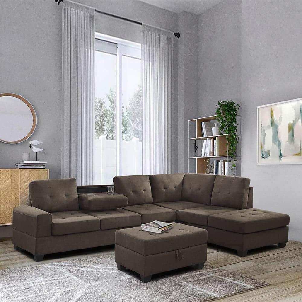 Lexicon Maston Microfiber Ottoman with Storage in Chocolate