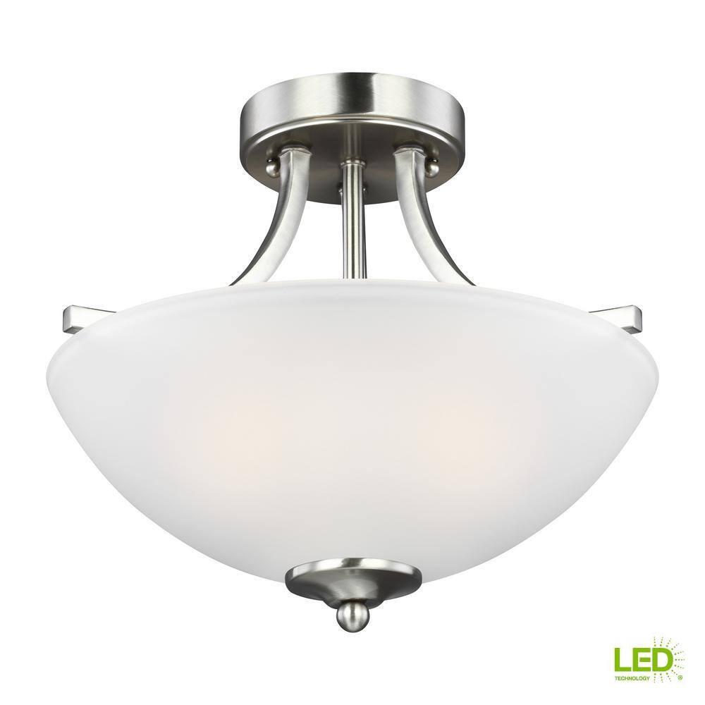 Generation Lighting 7716502EN3-962 Transitional Two Light Semi-Flush Convertible Pendant from Seagull - Geary Collection in Pewter, Nickel, Silver Finish,