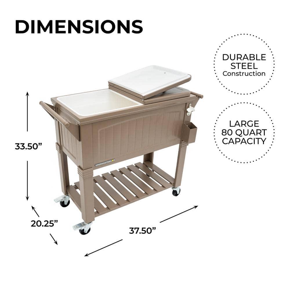 Permasteel 80 Qt. Furniture Style Rolling Patio Cooler