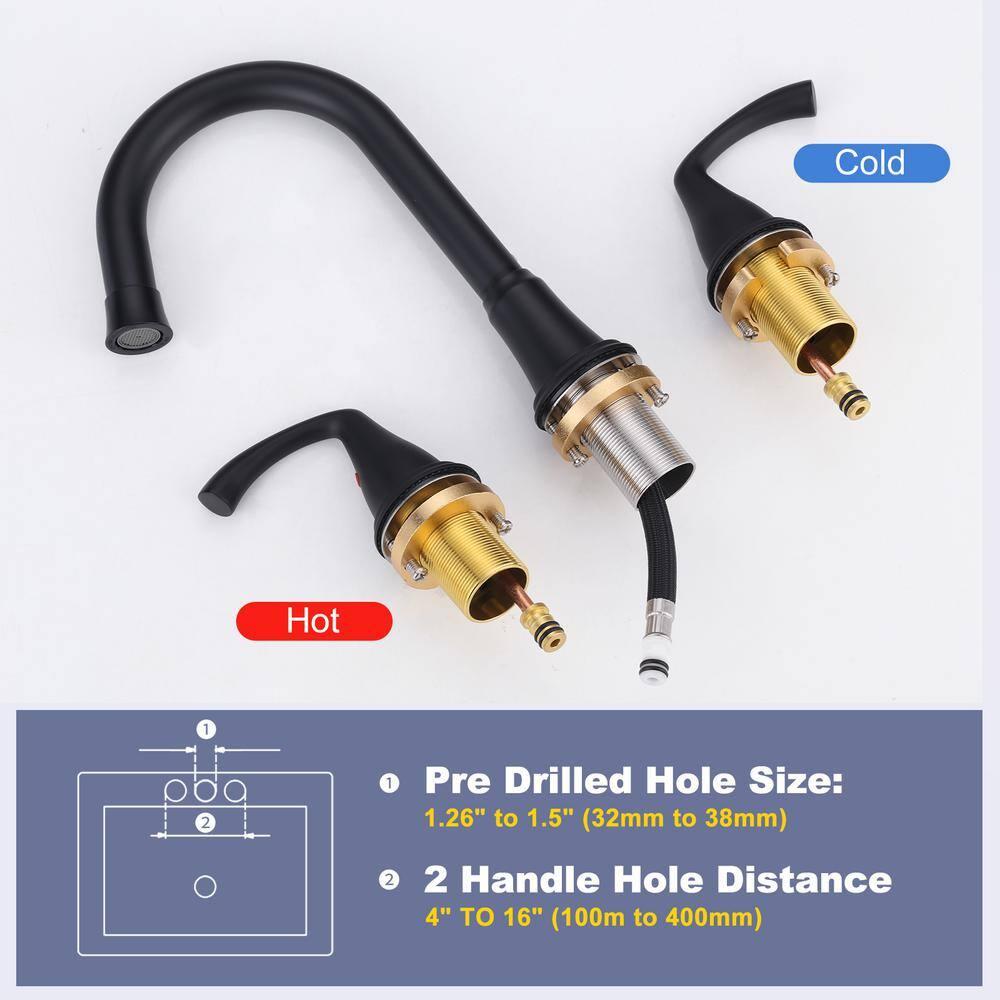 Widespread 2-handle Bathroom Faucet with Drain Assembly
