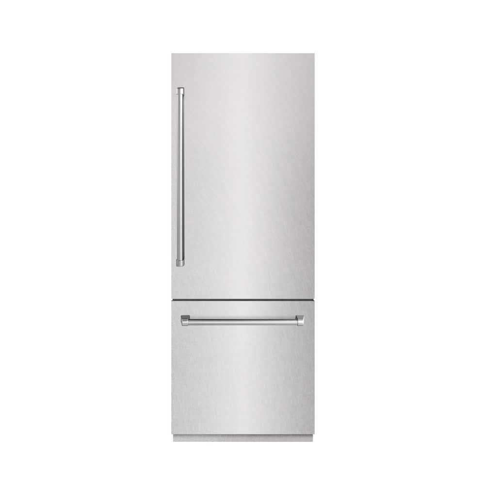 ZLINE ZLINE 30 in. 16.1 cu. ft. Built-In Bottom Freezer Refrigerator with Water Dispenser and Ice Maker in Satin Stainless Steel with Graphite Gray Interior GRBIV-SN-30