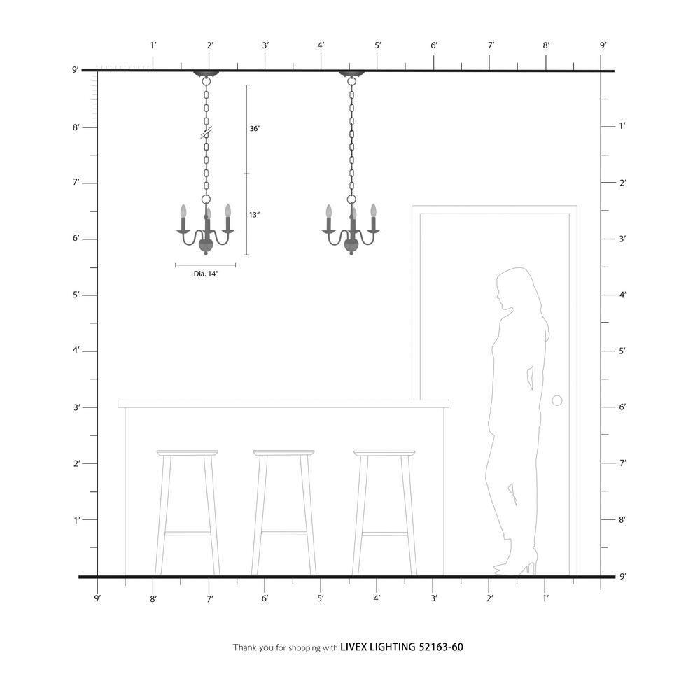 Livex Lighting Windsor 3 - Light Chandelier in  Antique White