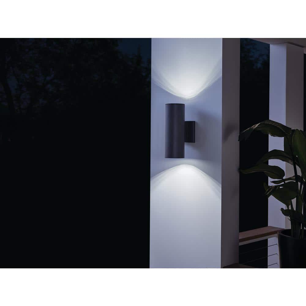 Kichler 12" 1 Light Integrated LED Textured Black Cylinder Outdoor Wall Sconce