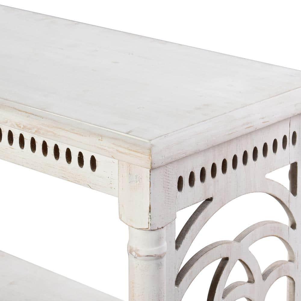 3 Tier Console Table Distressed White - StyleCraft: Entryway Table, Fir Wood Top, MDF Frame