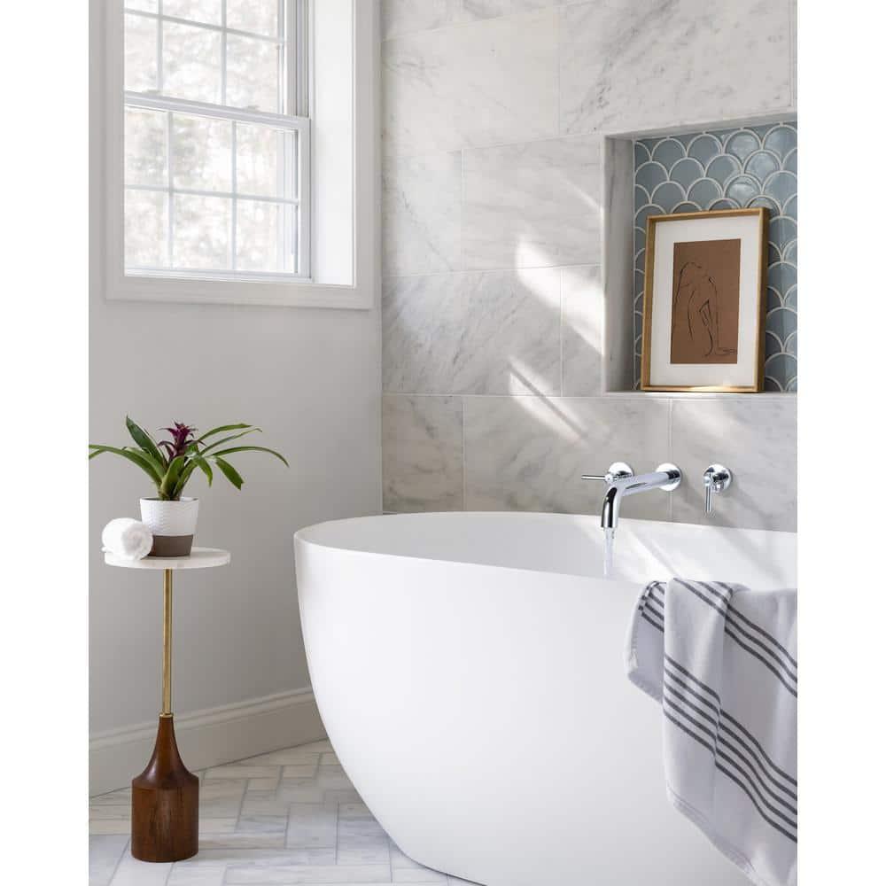 2-Handle 2-Hole Wall Mounted Bathroon Sink Faucet In Spot Resist (Valve Included)