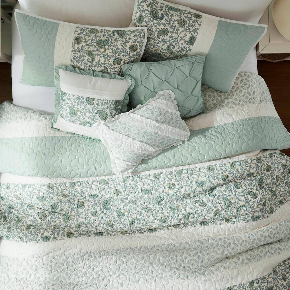 Madison Park Dawn 6 Piece Cotton Percale Quilt Set with Throw Pillows