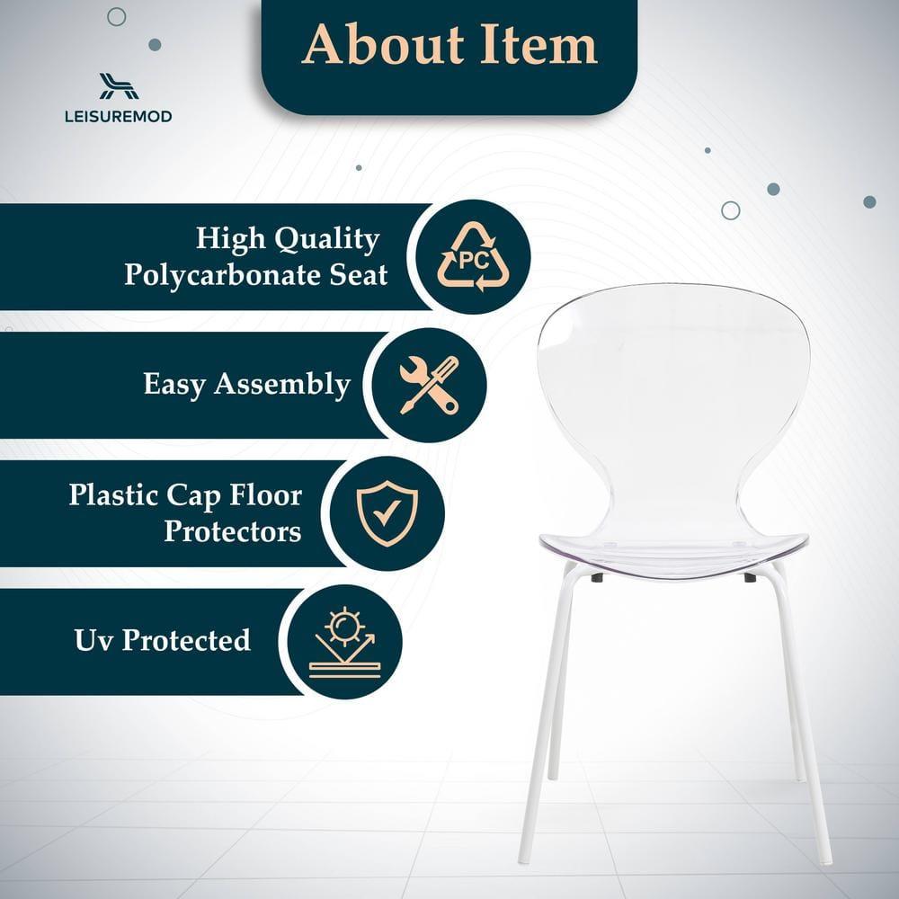 Ivy Bronx Edenfield Dining Chair with Curved Back and Waterfall Edge Seat White Powder-Coated Metal Legs