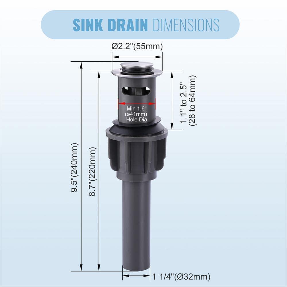 Pop Up Stopper Bathroom Sink Drain with Overflow Vessel Sink Drain for Bathroom Matte Black Pop Up Drain Stopper Anti Clog Strainer Assembly with Strainer Lavatory Vanity Vessel Pop Up Drain Stopper