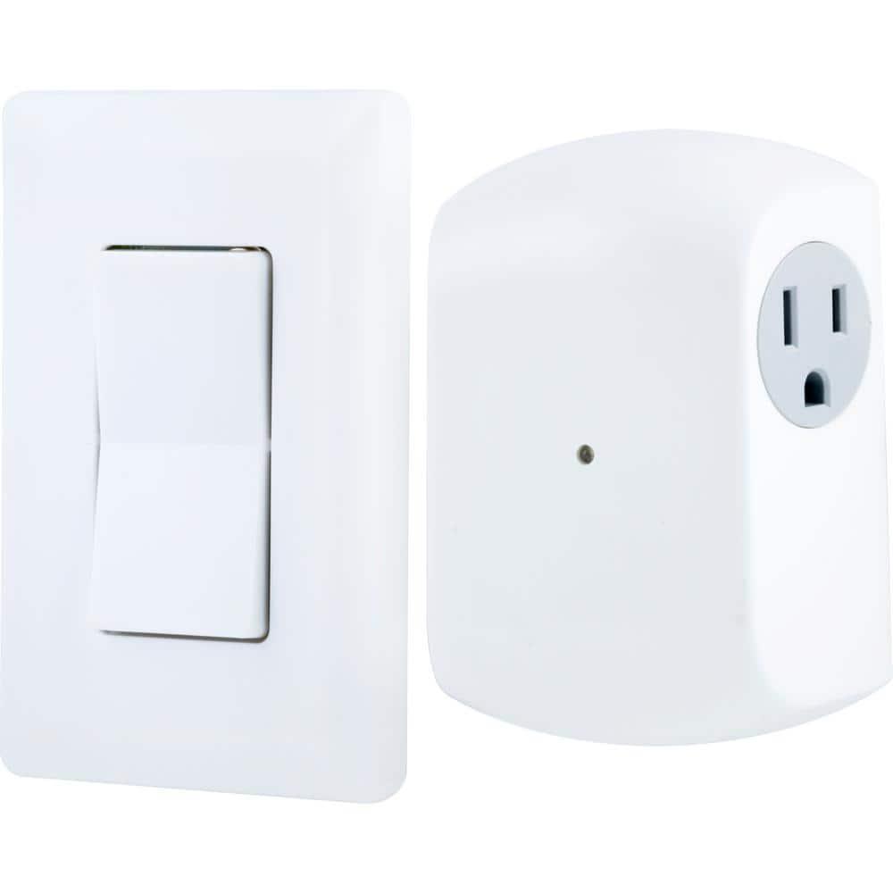 GE Wireless Light Control with Wall Switch, 1-Grounded Outlet, 18279