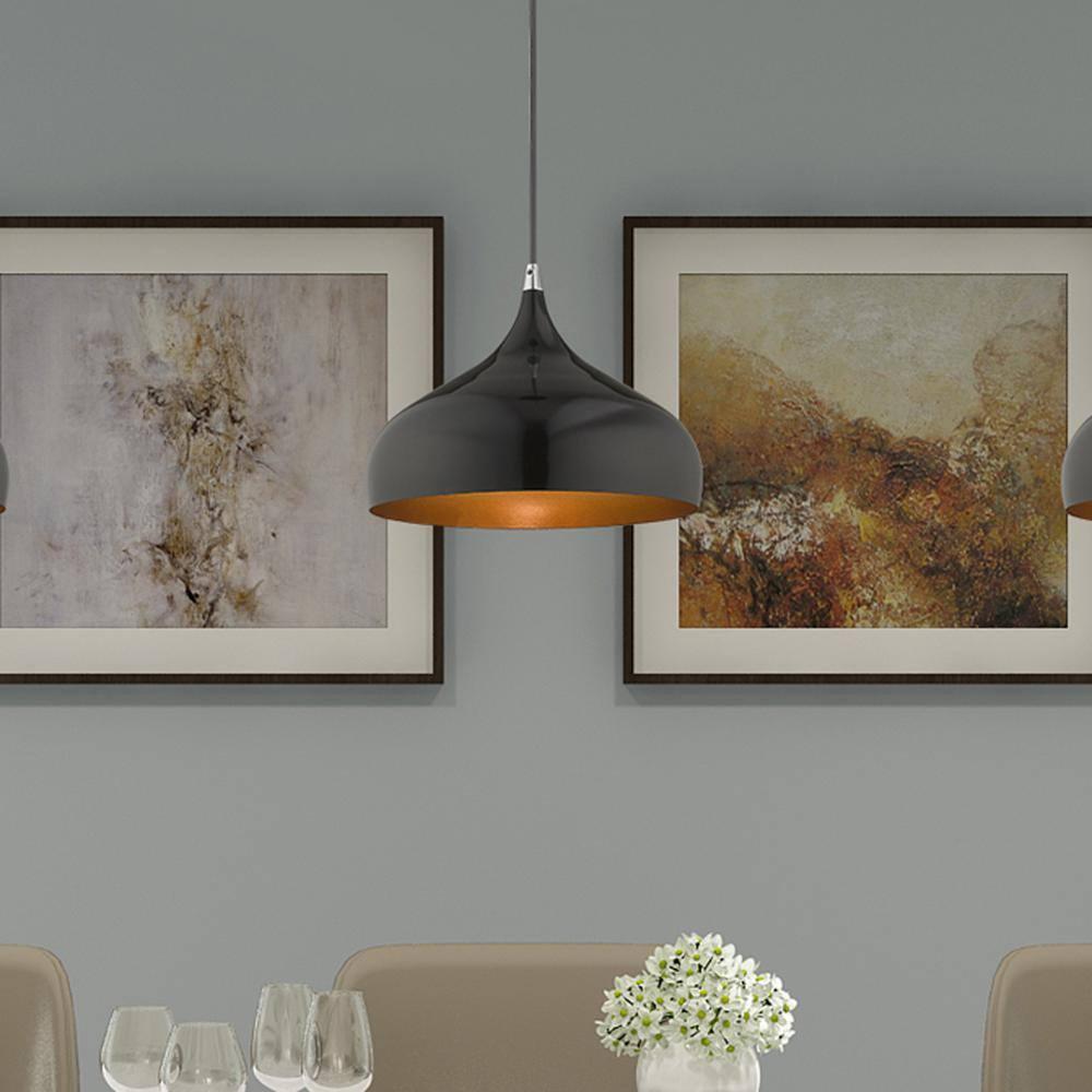 Livex Lighting Amador 1 - Light Pendant in  Shiny Black