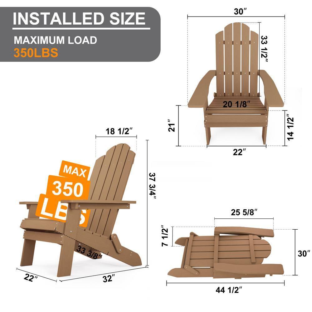 Highland Dunes Outdoor Plastic Folding Adirondack Chair For All Weather (Set Of 4) (Set of 4)