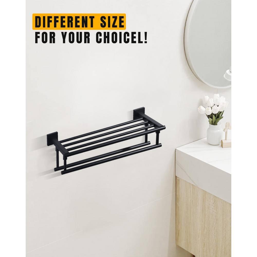 ARCORA 2-Tier 20" Wall Mounted Stainless Steel Bathroom Towel Rack With 2 Towel Bars Round Rods AR5150102B-20