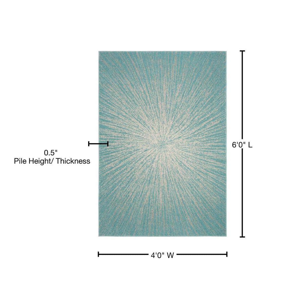 Evoke EVK228 Power Loomed Indoor Area Rug - Aqua/Ivory - 4'x6' - Safavieh