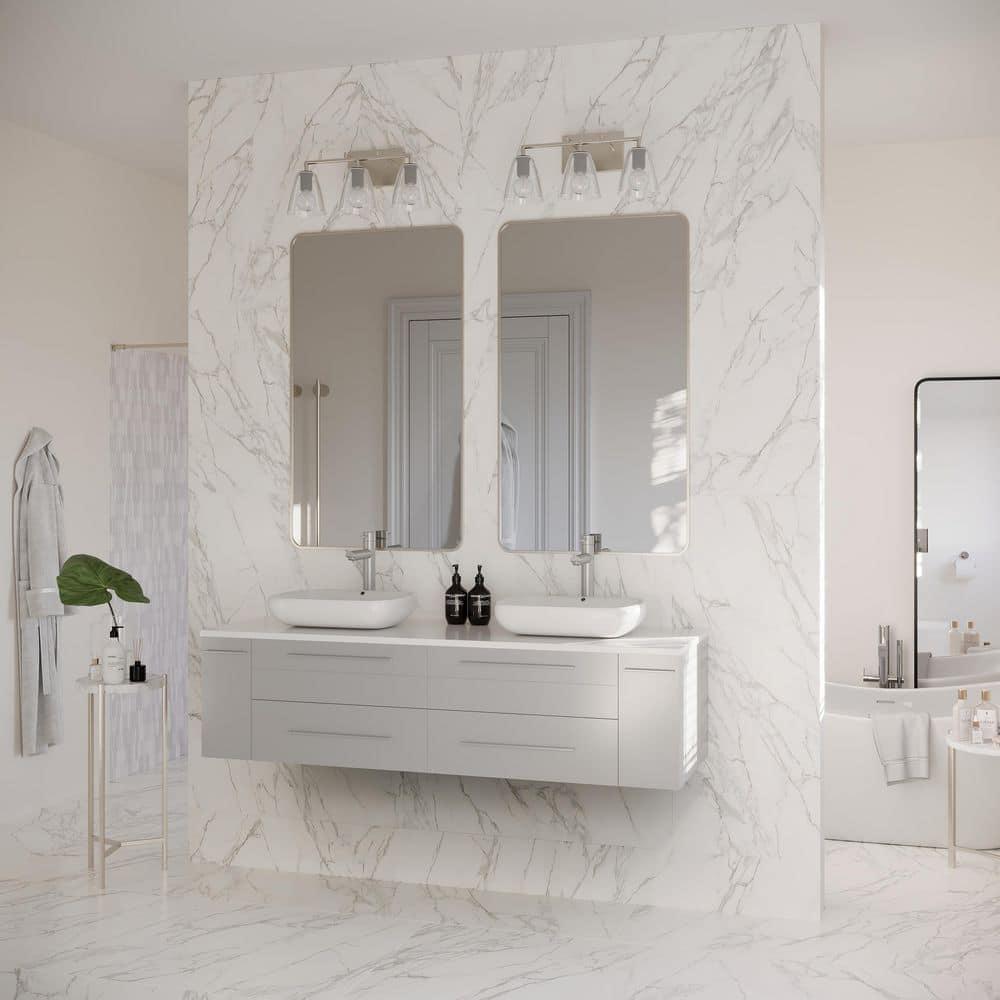 Fresca Lucera 60" Wall Mount Double Sink Modern Bathroom Vanity with Top and Vessel Sinks