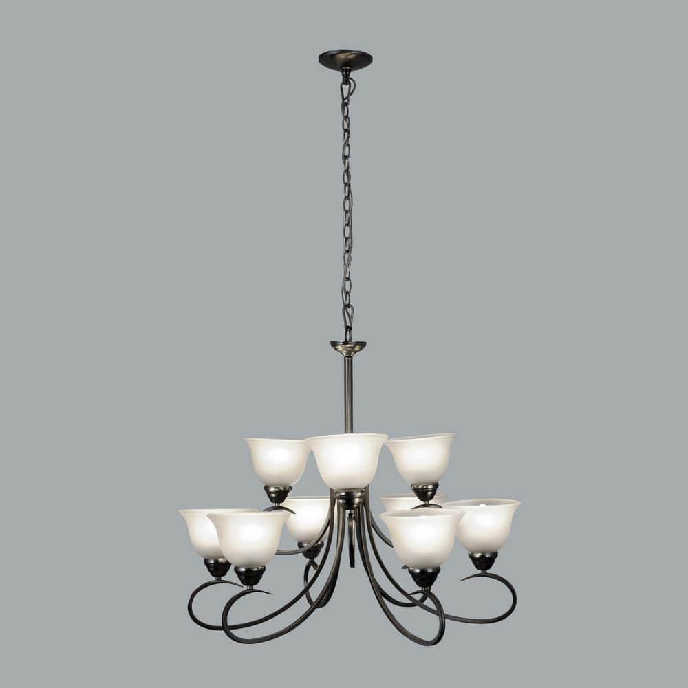 Yosemite Home Decor Ribbon Falls Collection Nine-Lights Chandelier,Satin Nickel