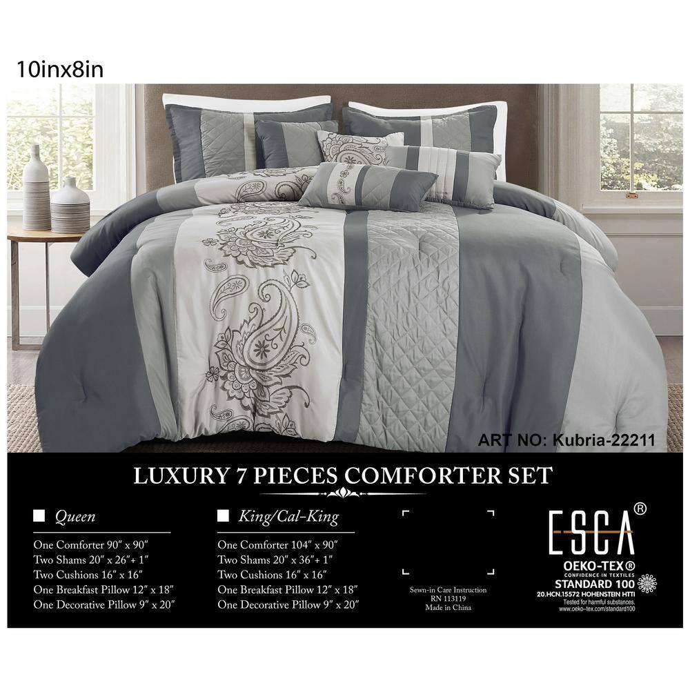 Luxurious King Gray and White Microfiber Bed in a Bag Set