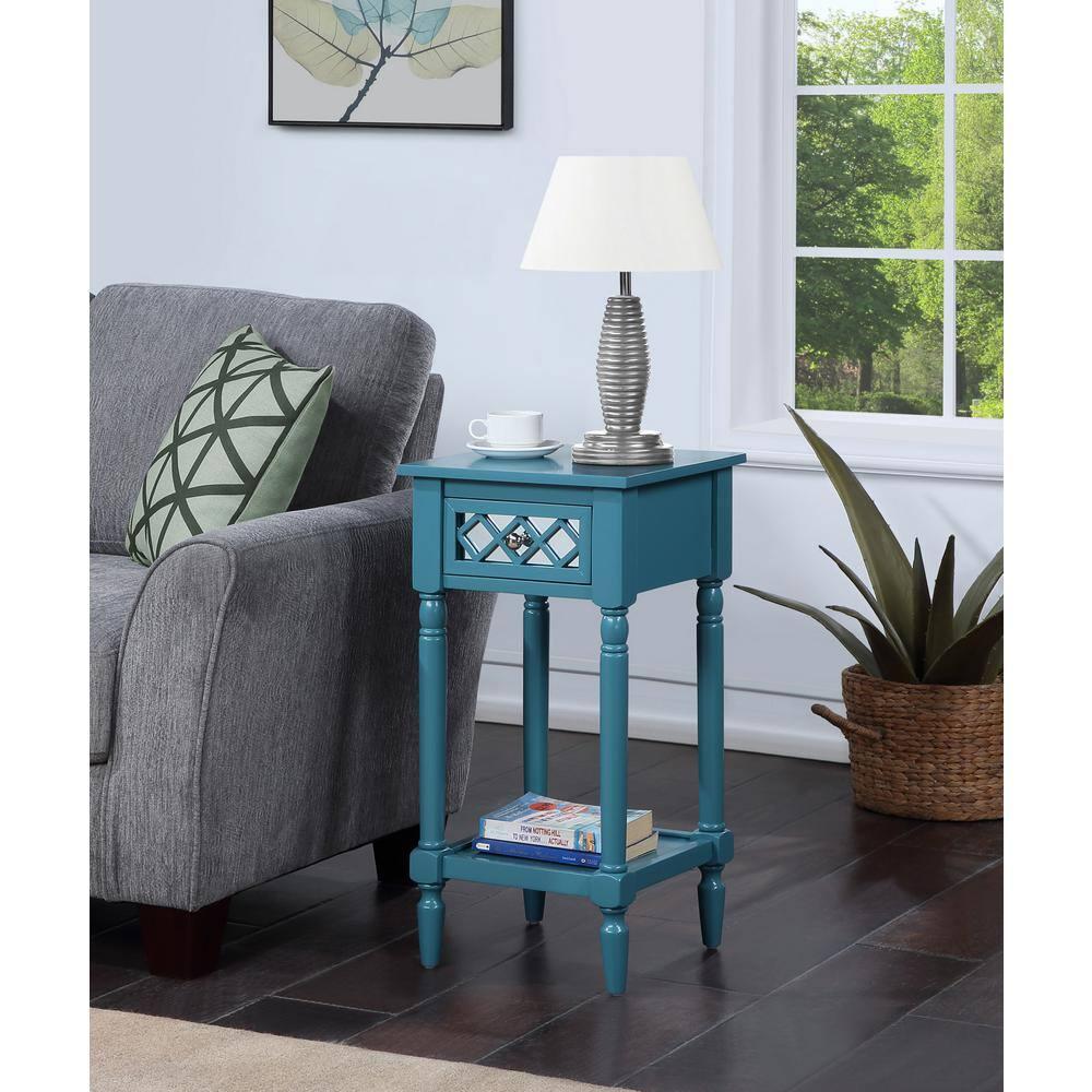 Convenience Concepts French Country Khloe Deluxe 1 Drawer Accent Table with Shelf, Blue