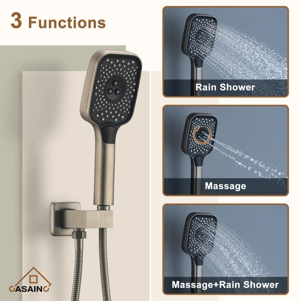 CASAINC 6-Spray 12 in. Thermostatic Dual Shower Heads with 6-Jets