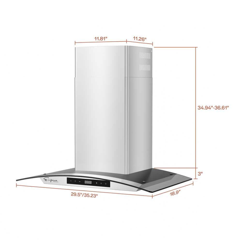 Empava Empava 30" Stainless Steel 400 CFM Convertible Wall Range Hood with Baffle Filter EMP-30RH06