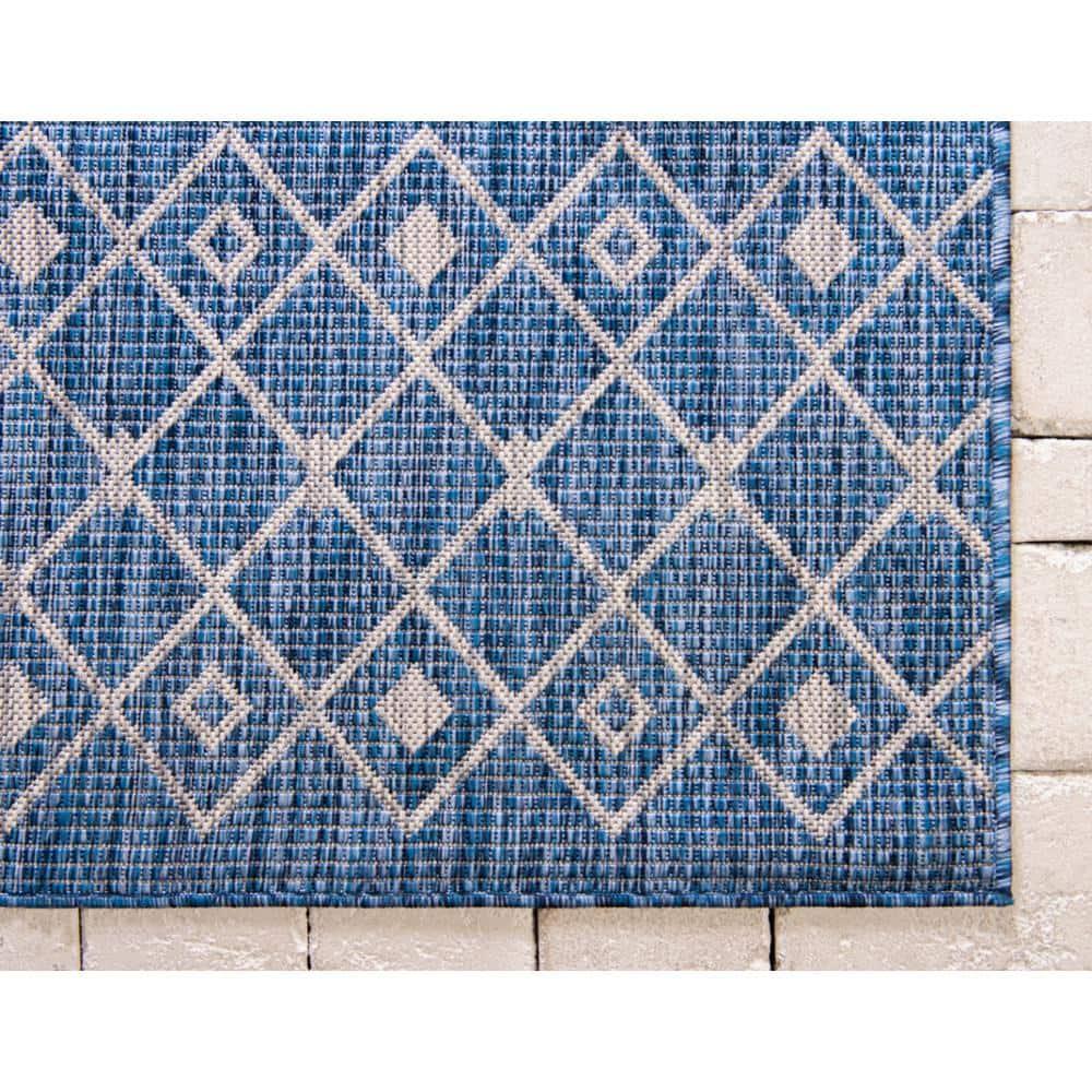 Unique Loom 8' 0 x 11' 4 Rectangle Indoor/Outdoor Trellis Blue Area Rug