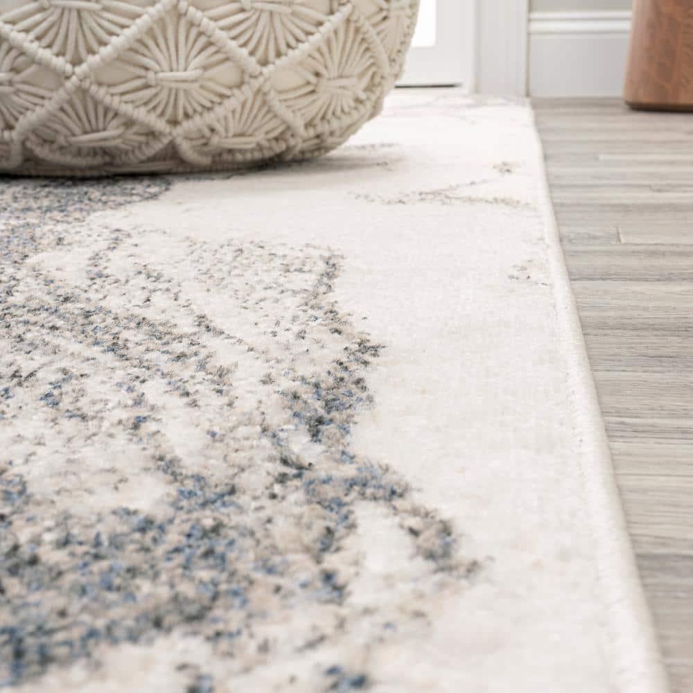 5' x 8' Marmo Abstract Marbled Modern Area Rug, Gray/Cream - JONATHAN Y