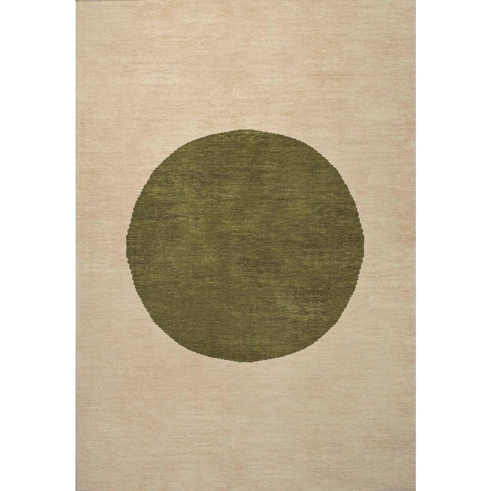 4' x 6' Cirkel Minimalist Geometric Dot Machine-Washable Area Rug, Cream/Olive - JONATHAN Y