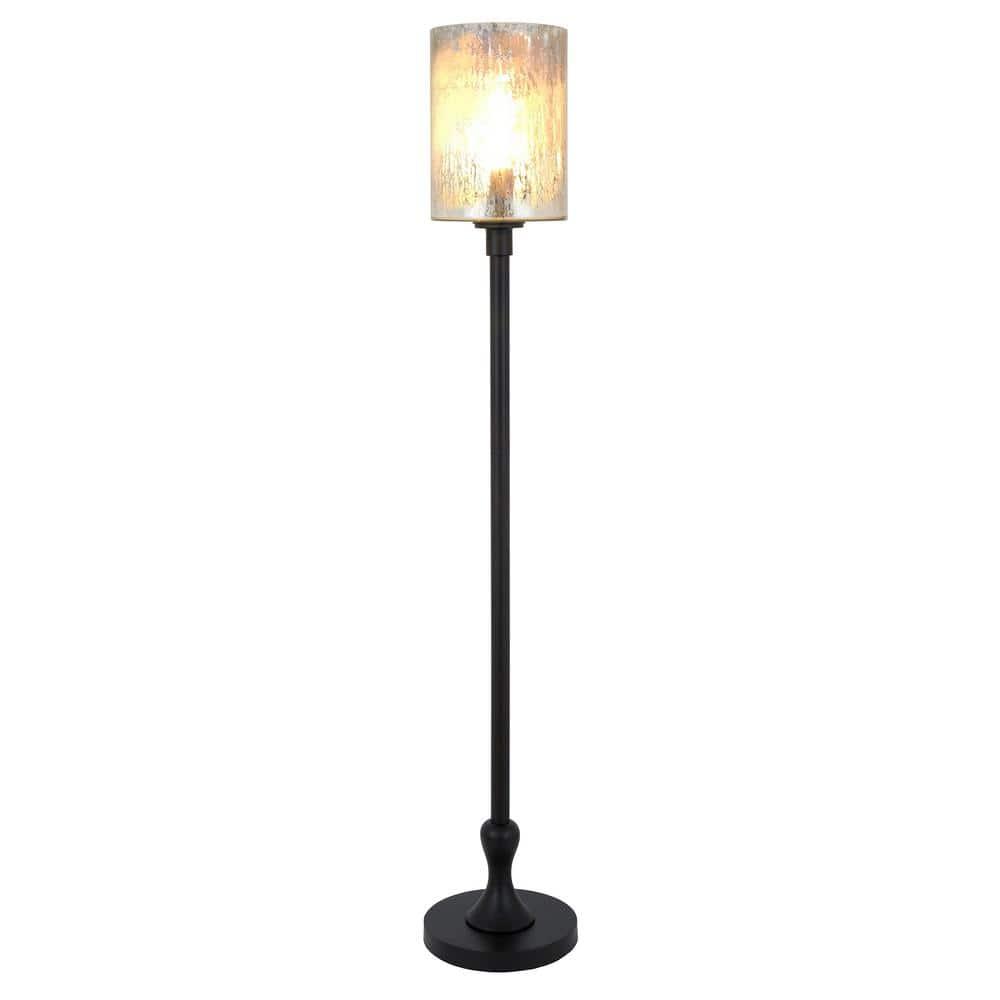 Numit 68.75" Tall Floor Lamp with Glass Shade in Brass/Mercury Glass