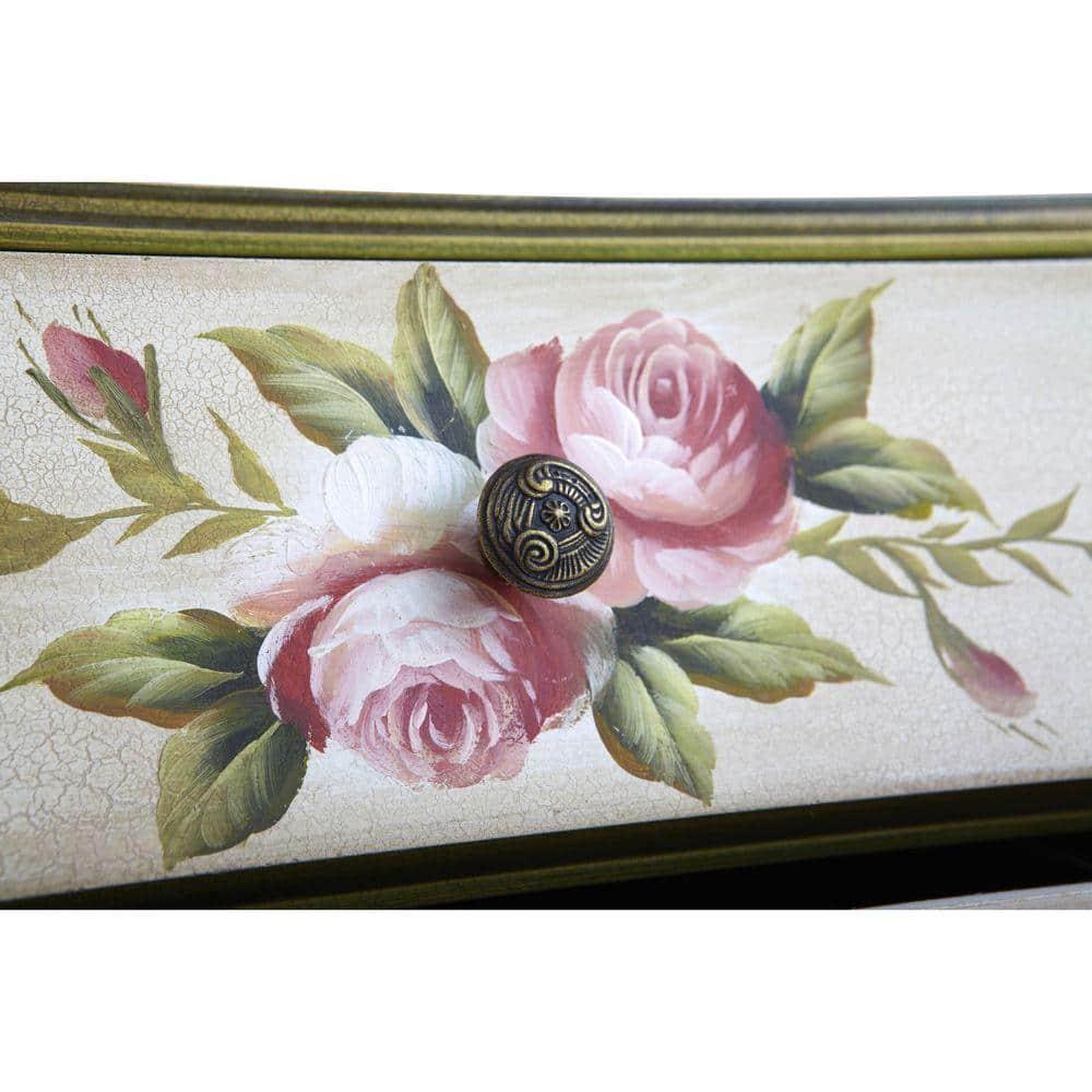 Nearly Natural Antique Night Stand w/Floral Art