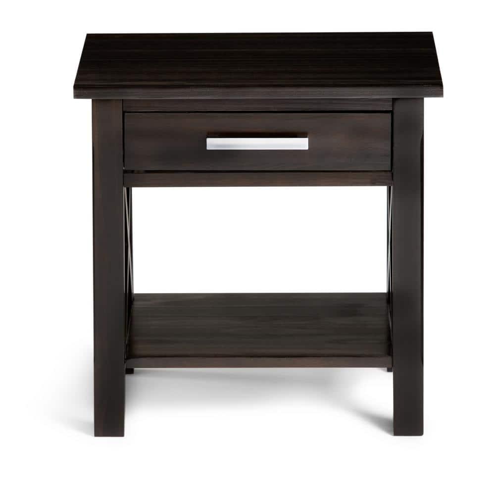 Simpli Home Kitchener 21"W Solid Mango Wood Square End Table with Storage Drawer