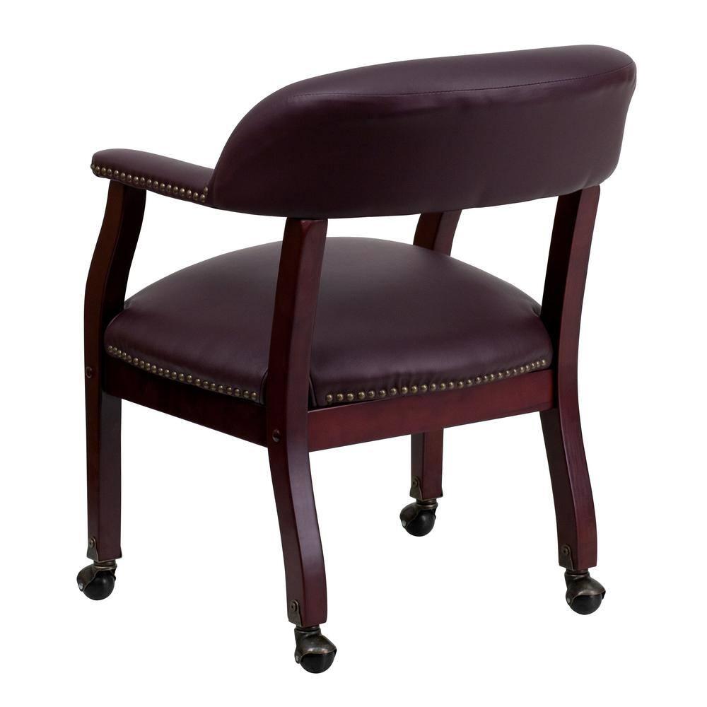 Leather Seat Waiting Room Chair with Wood Frame