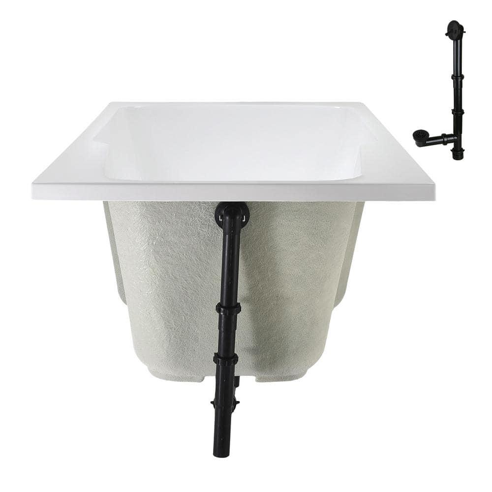 60'' x 32'' Acrylic Soaking Drop-In Bathtub, Drain Included