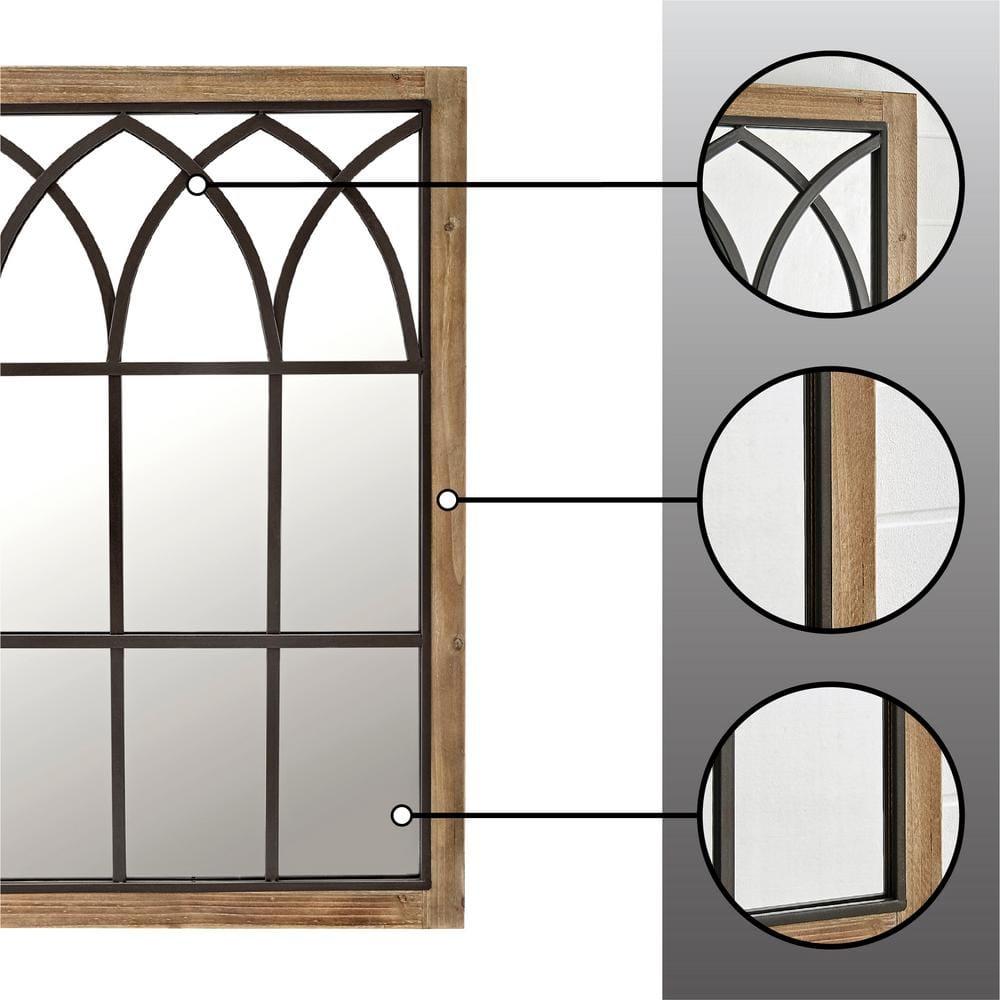 August Grove® Arched Window Wall Mount Mirror, 37.5"h X 24"w, Brown