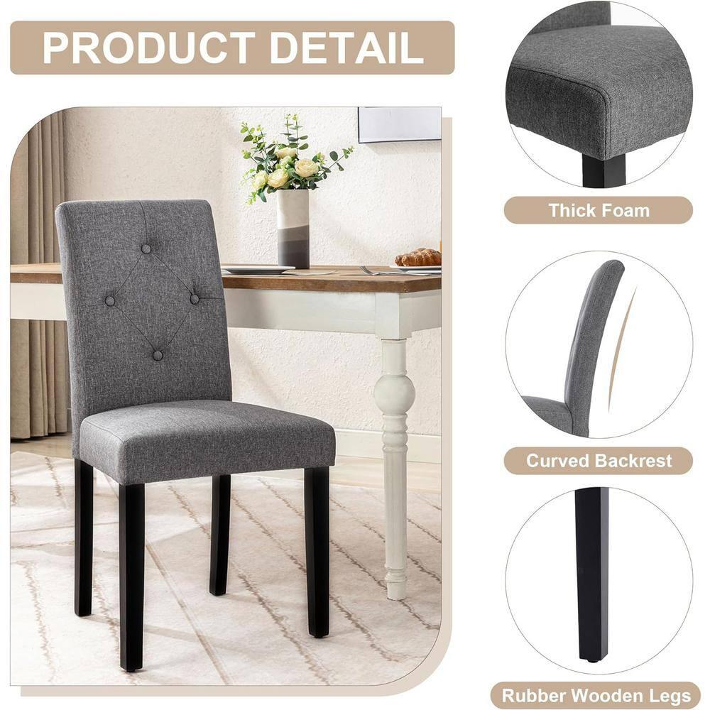 Gray Linen Upholstered High Back Parsons Side Chair Set