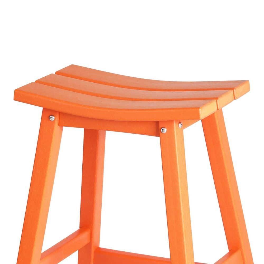 Franklin Orange 29 in. Poly HDPE Fade Resistant Outdoor Patio Saddle Seat Pub Height Bar Stool