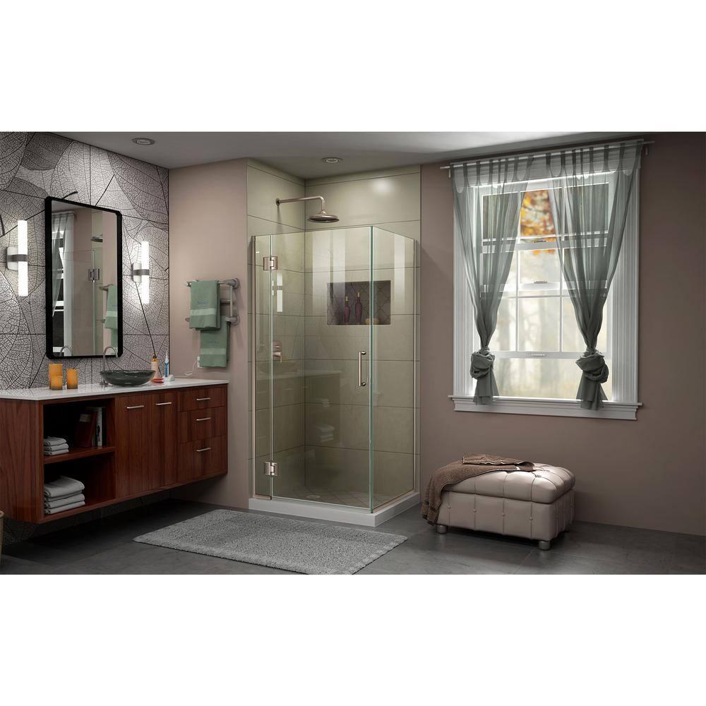 Unidoor-X 33 3/8 in. W x 30 in. D x 72 in. H Frameless Hinged Shower Enclosure