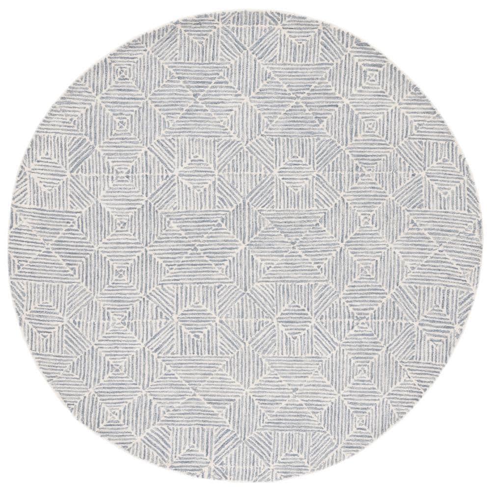 Abstract ABT763 Handmade Indoor Area Rug - Grey/Ivory - 6' Round - Safavieh