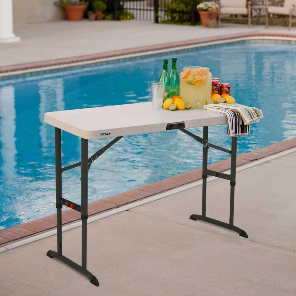 Lifetime 4 Foot Rectangle Folding Table Indoor/Outdoor Commercial Grade, Almond (80387)