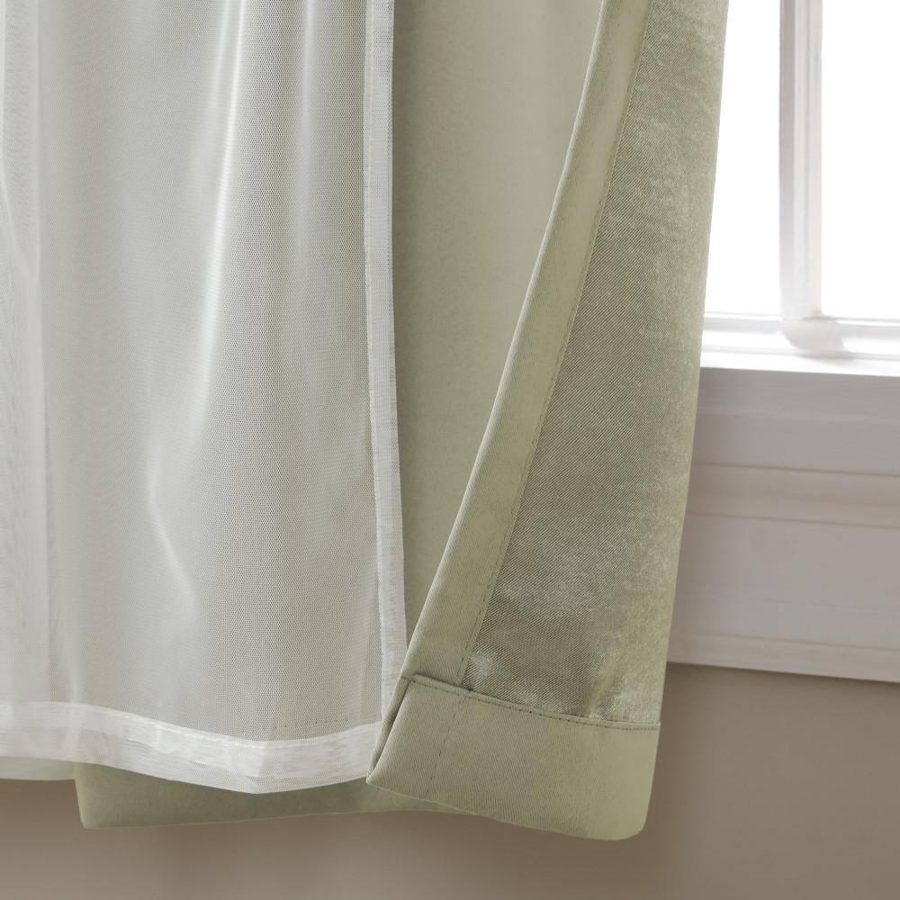 Set of 2 (63"x52") Caterina Layered Solid Blackout with Sheer Top Curtain Panels Sand - Exclusive Home: Thermal Insulated