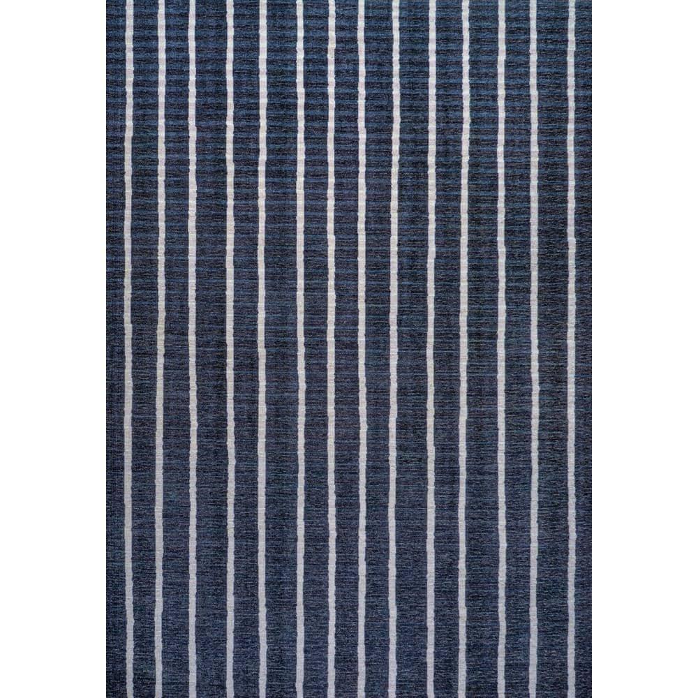 5' x 8' Rand Distressed Ticking Stripe Machine-Washable Area Rug, Navy/Ivory - JONATHAN Y