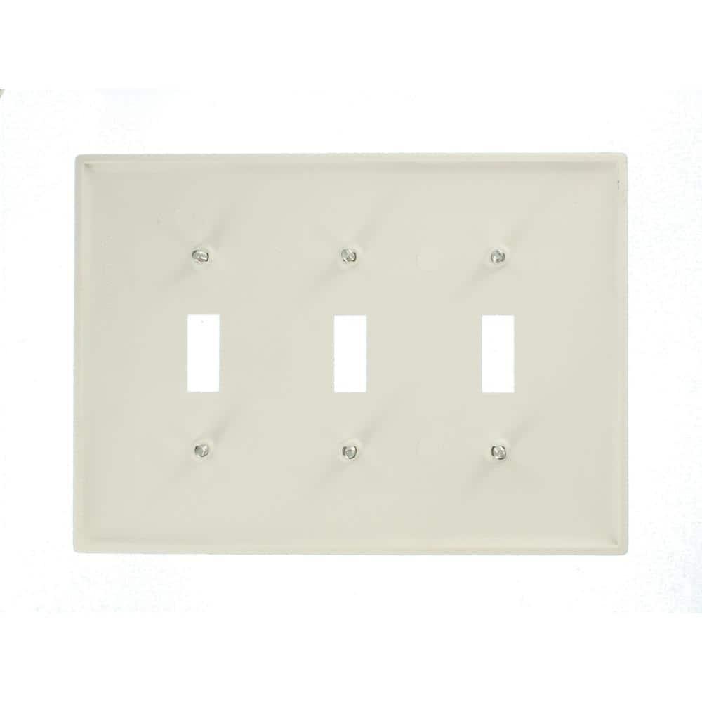 Leviton PJ3-W White Midway Nylon Three Gang Toggle Light Switch Wall Plate